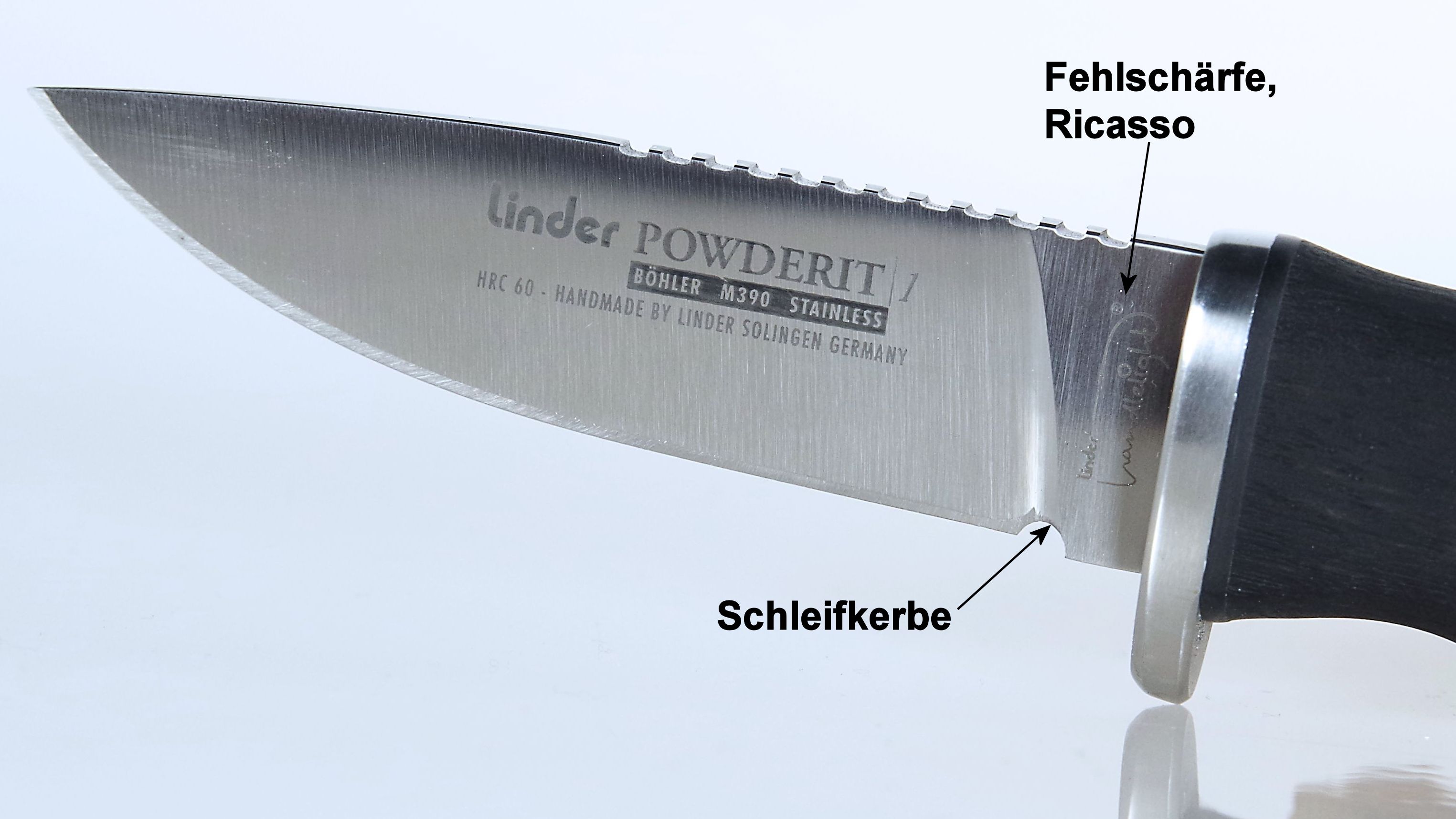 Schleifkerbe Ricasso Fehlschärfe